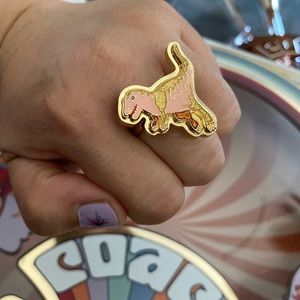 Dinosaur COACH Collab Statement Ring Gold Dino Huge Costume Jewelry Kawaii Cute